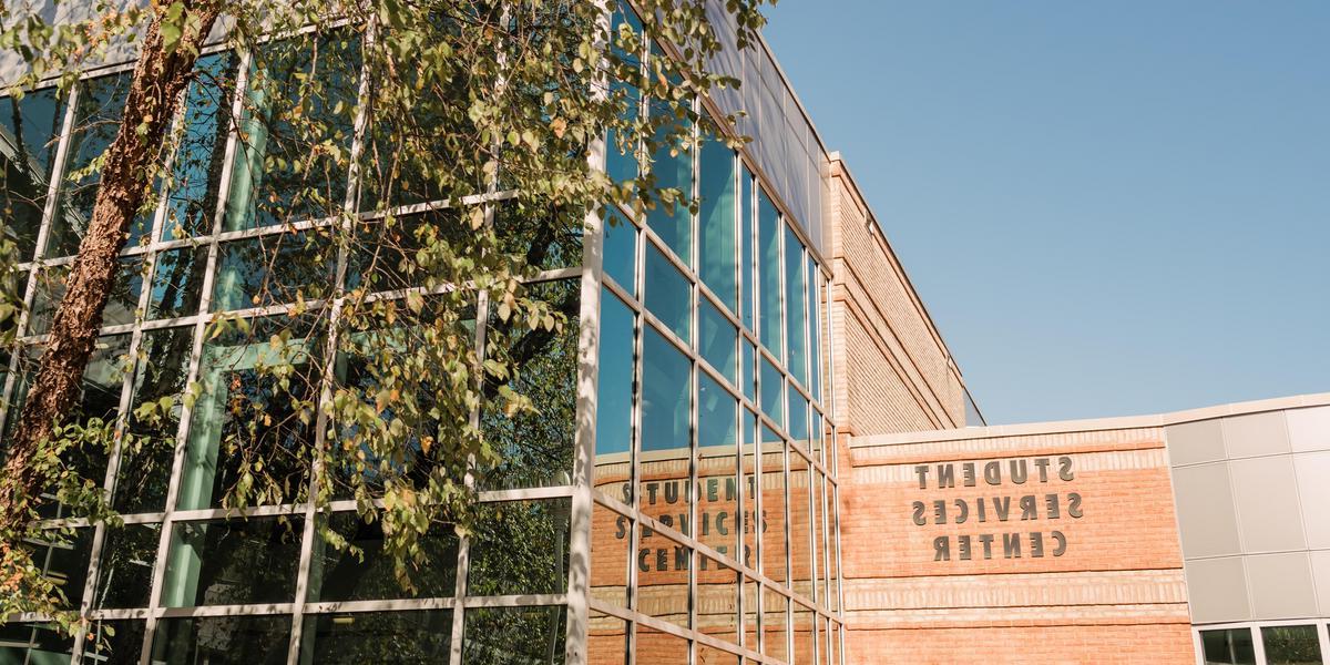 Exterior of the student services center.